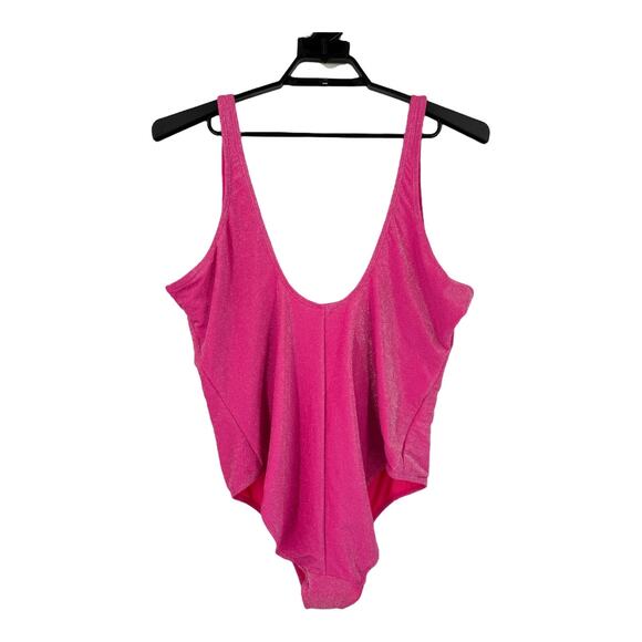 Good American Sparkle Metallic One-Piece Swimsuit pink size 8 (5XL) - Picture 3 of 5